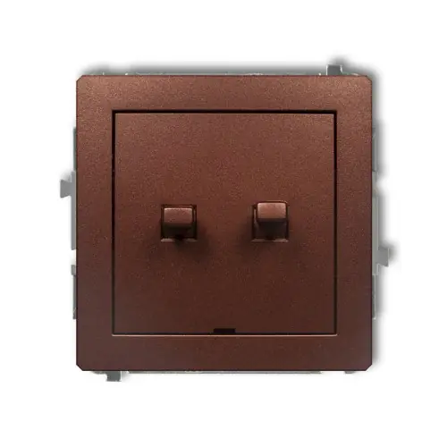 Mechanizm łącznika jednobiegunowego ze schodowym w stylu amerykańskim (dwa klawisze bez piktogramów, osobne zasilanie) Karlik DECO brązowy metalik 9DWPUS-10.21 Oferta limitowana