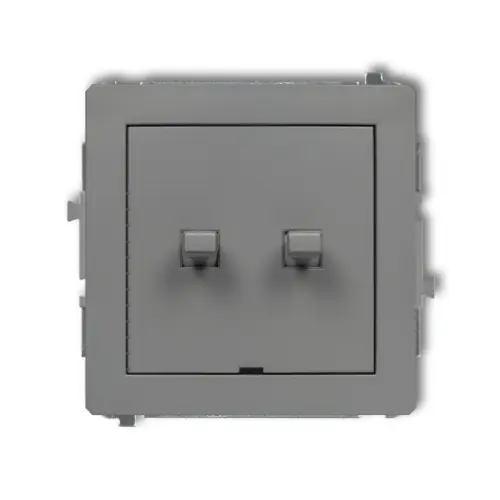 Mechanizm łącznika jednobiegunowego ze schodowym w stylu amerykańskim (dwa klawisze bez piktogramów, osobne zasilanie) Karlik DECO szary mat 27DWPUS-10.21 Łatwy zwrot
