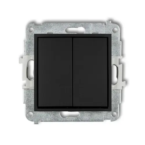 Kup teraz Mechanizm łącznika zwiernego, dwubiegunowego (dwa klawisze bez piktogramów, osobne zasilanie) Karlik ICON czarny mat 12IWP-44.2