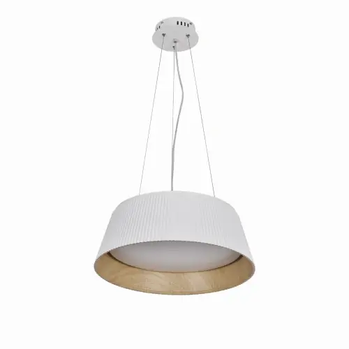 UMBRIA Lampa Wisząca Biało Drewniana 1x24W LED Klosz Biały Nowość