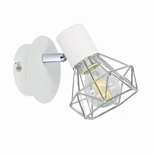 VERVE Lampa Kinkiet 1x40W E14 Biały Abażur Chrom Obniżka ceny