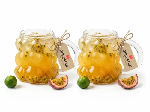 2x KUBKI SZKLANE BĄBELKOWE 350 ml W KSZTAŁCIE WINOGRON DO KAWY Z UCHEM Kup teraz