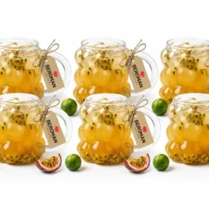 Wysoka jakość 6x KUBKI SZKLANE BĄBELKOWE 350 ml W KSZTAŁCIE WINOGRON DO KAWY Z UCHEM