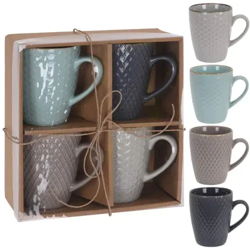 Wyjątkowa oferta Kubek ceramiczny do picia kawy herbaty na prezent Komplet Zestaw 4szt
