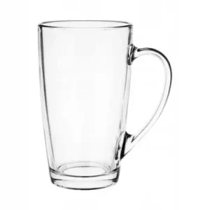 Premium WYSOKI KUBEK SZKLANY SZKLANKA Z UCHEM 400ml NA KAWĘ HERBATĘ LATTE