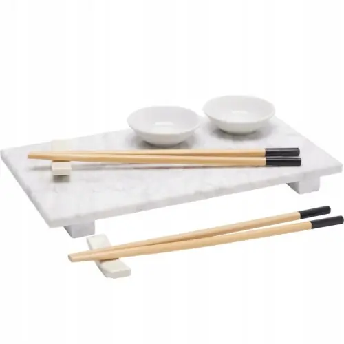 Oferta limitowana ZESTAW DO SERWOWANIA SUSHI DLA 2 OSÓB Z MARMUROWĄ TACĄ 27 X 15 X 2 CM