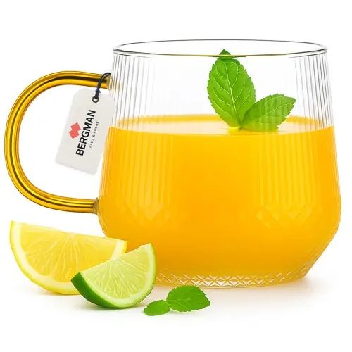 Zestaw szklanek z uchem 350ml do napojów kubek szklany Bergman 6 szt. Premium