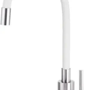 Deante Bateria kuchenna z giętą wylewką Luno stal, biały BOC_W720 Wyjątkowa oferta