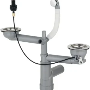 Dostępne od ręki Deante Syfon Space-Saver Lux stal ZXY_9918 do zlewu 1.5/2-komorowego.