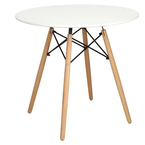 Fernity Stół DTW 80 cm, biały blat, drewno bukowe, metalowe łączenia Premium