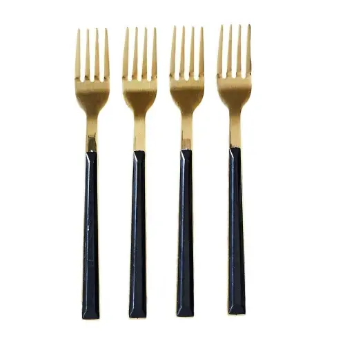Fernity Zestaw 4 widelczyków deserowych Charlotte złote/czarne Oferta limitowana