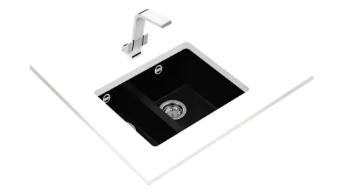 Tani Teka zlewozmywak syntetyczny SQUARE 2B 560 TG 3½ W/OVF SP BLACK 115260029