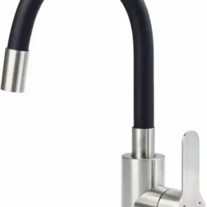 Deante Bateria umywalkowa z giętą wylewką Lupo stal, czarny BLU_B240 Rabat