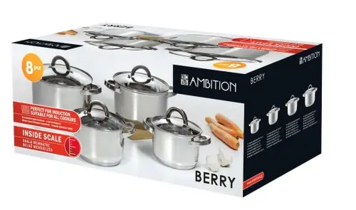 Szybka dostawa Komplet garnków nierdzewnych Ambition Berry 8 el.