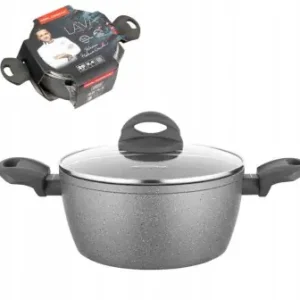 Hit cenowy Garnek aluminiowy z pokrywą Lava Stone 2,4 L 20cm Florina