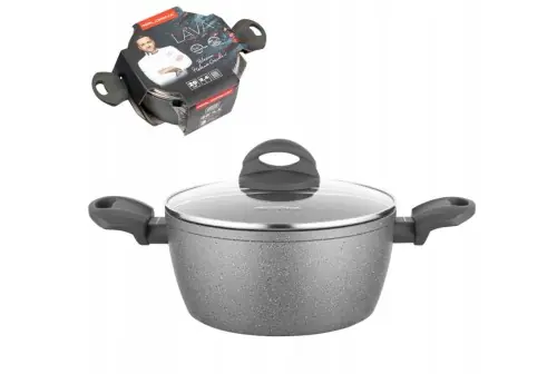 Hit cenowy Garnek aluminiowy z pokrywą Lava Stone 2,4 L 20cm Florina