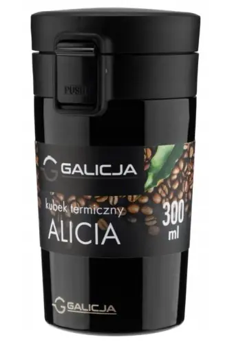 Nowość Kubek termiczny bidon termos ALICIA stal 300 ml czarny