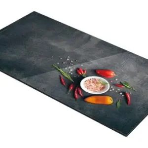 Bestseller Szklana płyta ochronna na kuchenkę Online 30 x 52 cm, sól i chilli - Tescoma