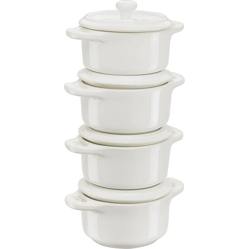 4x Mini Cocotte Okrągły 10 Cm, Kość Słoniowa - Staub Tylko do końca tygodnia