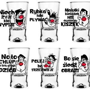Wyjątkowa oferta Kieliszki do wódki shotów z nadrukiem X 25ml - Humor Buźki Toasty (2)