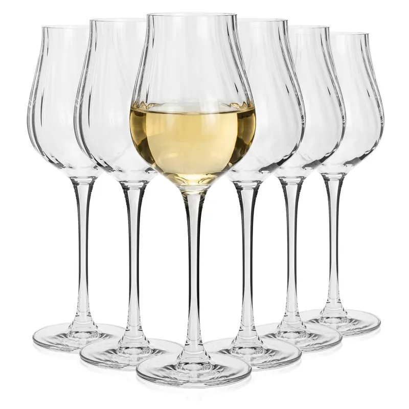 Kieliszki ryflowane / karbowane z OPTYKIEM BOHEMIA Limosa Optic do wina wody 250 ml 6 szt. Tylko dziś