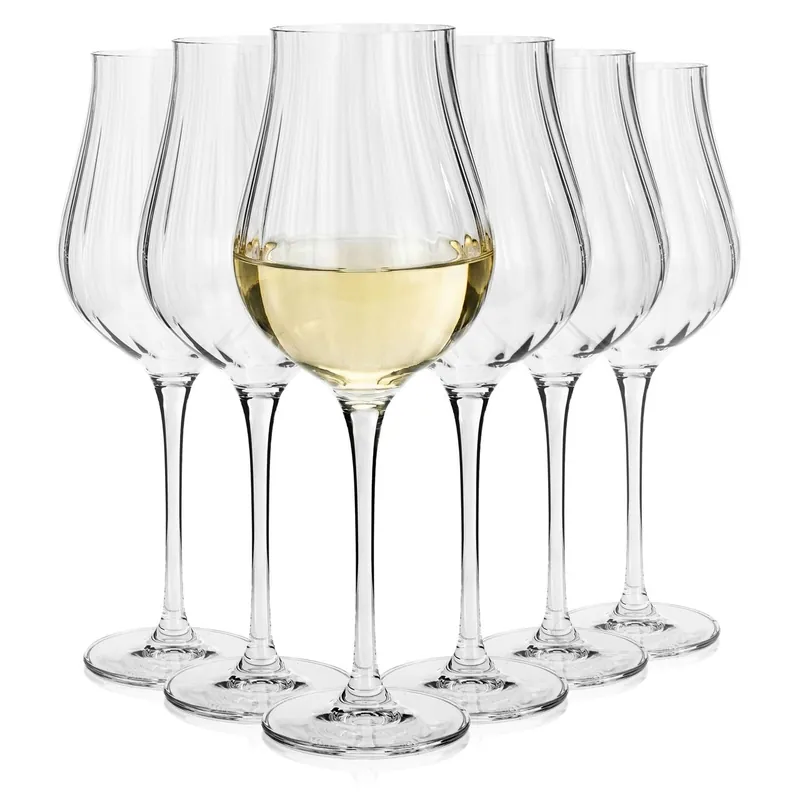 Niska cena Kieliszki ryflowane / karbowane z OPTYKIEM BOHEMIA Limosa Optic do wina wody 400 ml 6 szt.