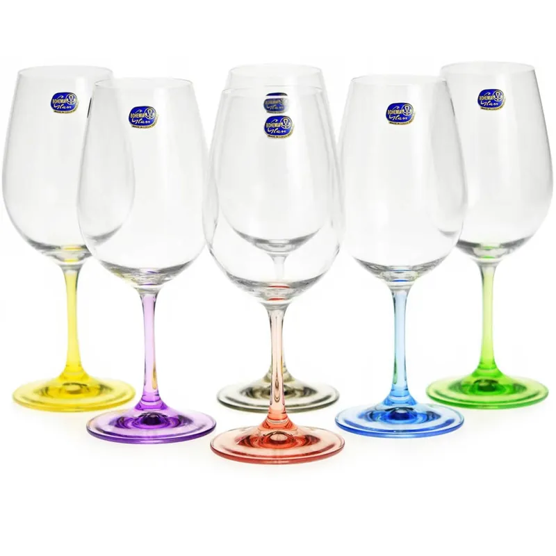 Kolorowe kieliszki do wina BOHEMIA Rainbow 550ml 6szt Rabat