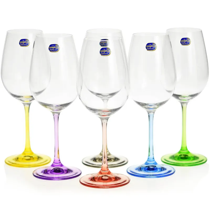 Kolorowe kieliszki do wina, wody BOHEMIA Rainbow 350ml Hit sprzedaży