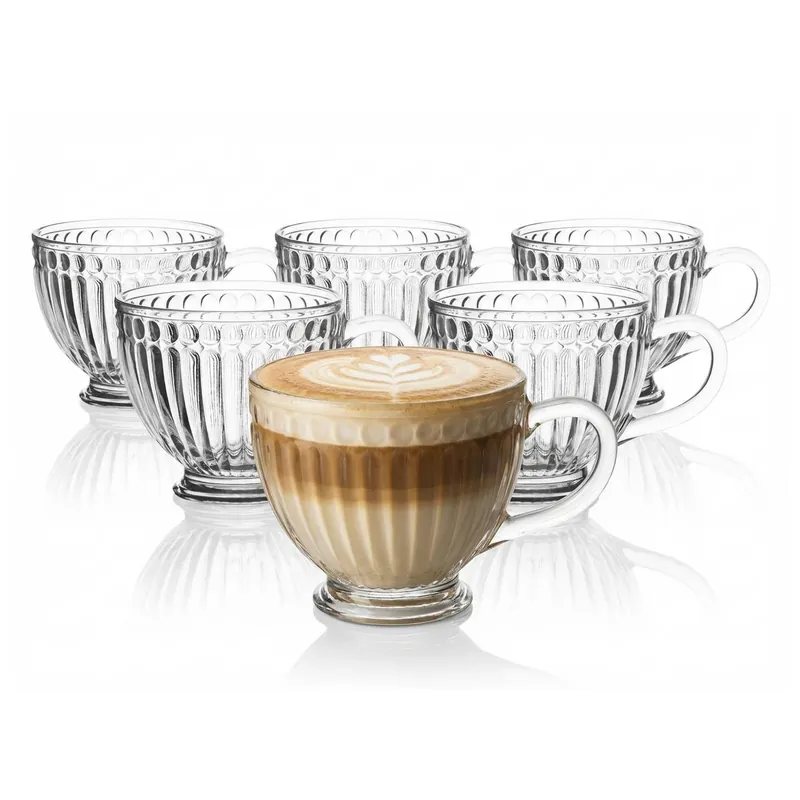 Tani Kubki filiżanki szklane duże do kawy herbaty Altom Design LILY 430 ml 6szt