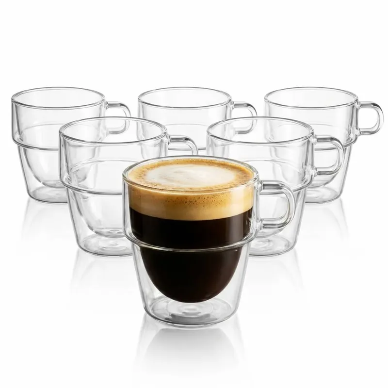 Piętrowane kubki termiczne do kawy latte Vialli Design Senso 280ml Ekspresowa dostawa