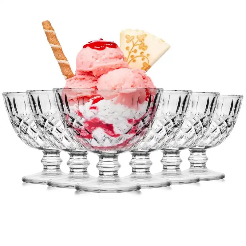 Pucharki na nóżce do deserów miseczki na lody szklane 300 ml 6szt Najlepsza cena