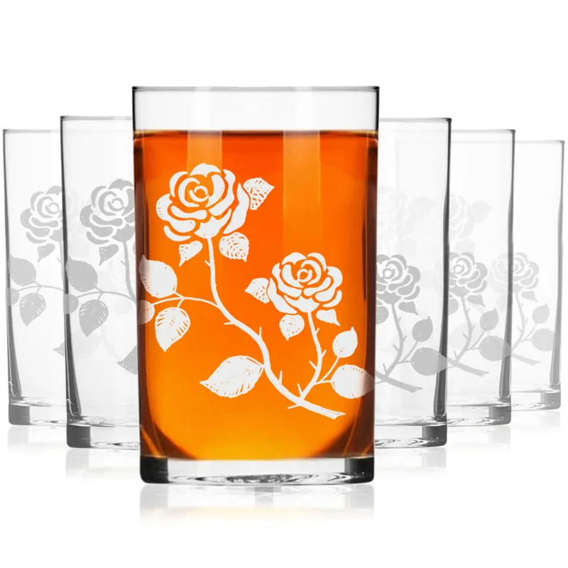 Ekspresowa dostawa Szklanki do herbaty kawy 250 ml szklanka z grawerem 6szt Kwiaty (6)