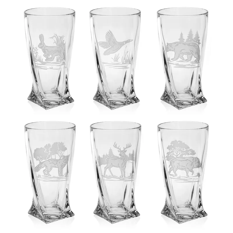 Hit cenowy Szklanki kryształowe skręcane long drink Myśliwskie 350 ml (Quadro) 6 szt.