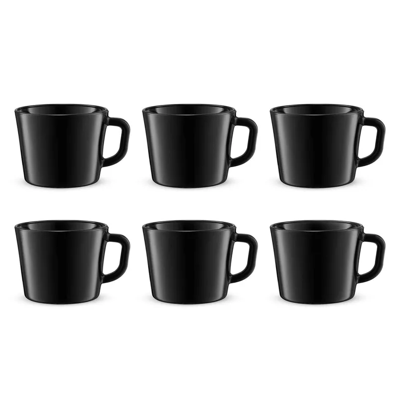 AMBITION BLACK Czarne kubki JUMBO z uchem do herbaty, kawy 450ml 6szt. Hit cenowy