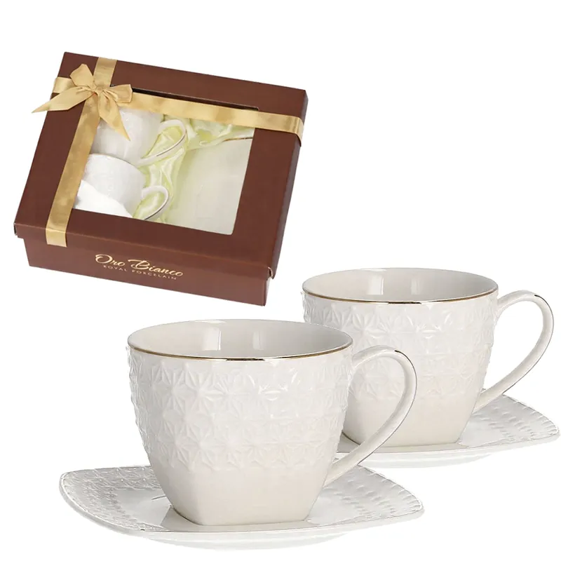 Wyprzedaż Bianco BO-2295 Komplet filiżanek do kawy herbaty porcelana 200ml + spodki
