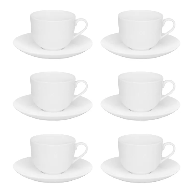 Komplet filiżanek do kawy AMBITION Sonia BIAŁY 220ml + 6 spodków 12el Ekspresowa dostawa