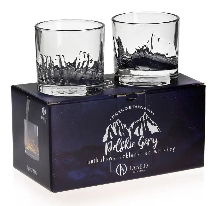 Najlepsza cena Szklanki do whisky JASŁO Polskie GÓRY na prezent GIEWONT & RYSY - BEZBARWNE