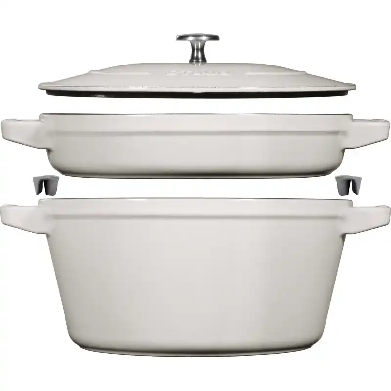 Staub - Zestaw 2 naczyń żeliwnych z pokrywką Staub - 24 cm, Biała trufla Ostatnie sztuki