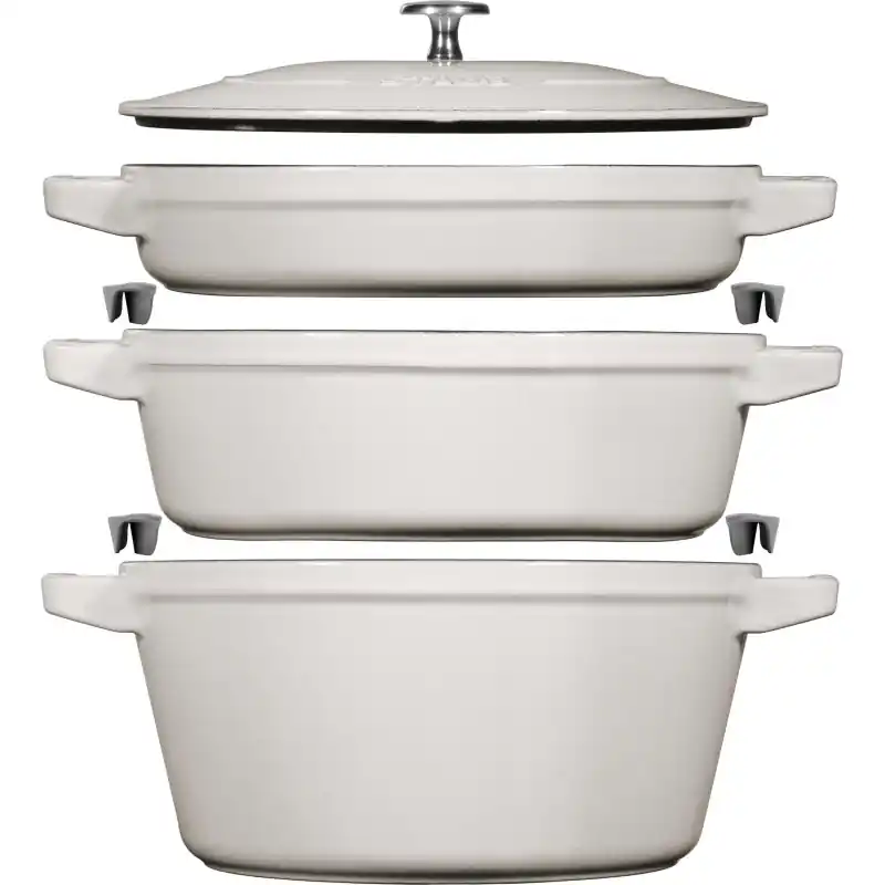 Staub - Zestaw 3 naczyń żeliwnych z pokrywką Staub - 24 cm, Biała trufla Bestseller