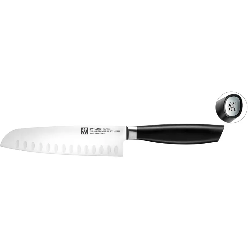 Oferta limitowana Zwilling - Nóż Santoku z rowkami Zwilling All * Star - 18 cm, Srebrny